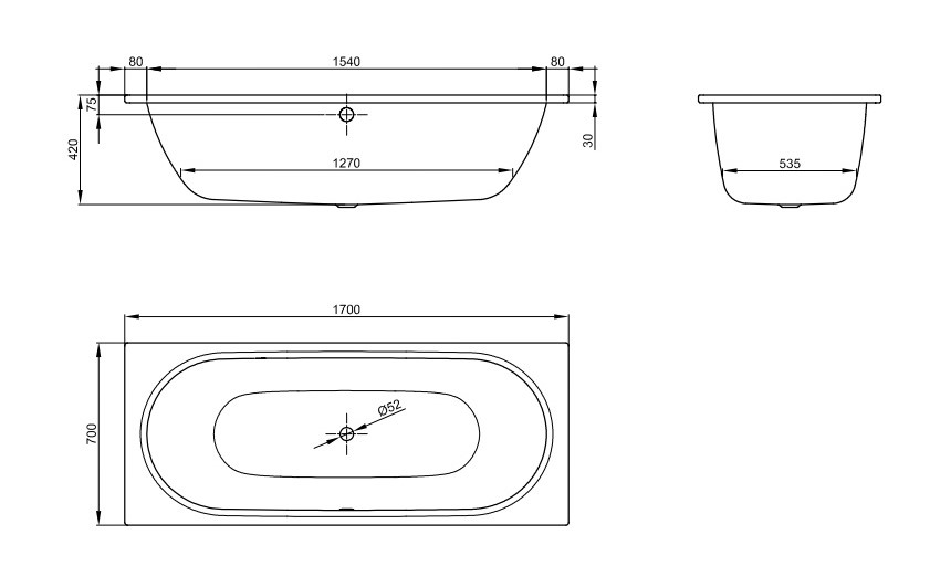 картинка Стальная ванна Bette Starlet 170x70 см, 1730-000 от магазина Одежда+