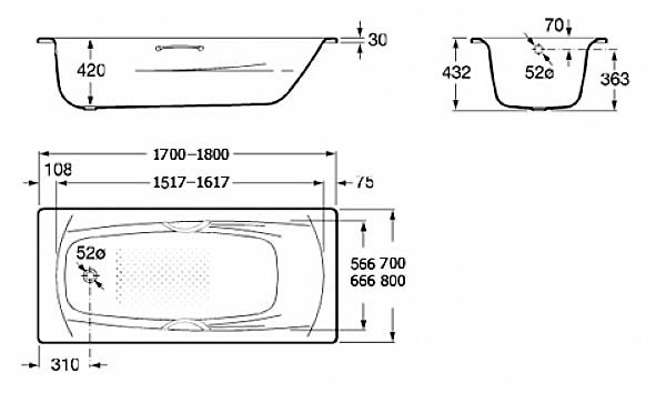 картинка Стальная ванна Roca Swing 180 см от магазина Одежда+