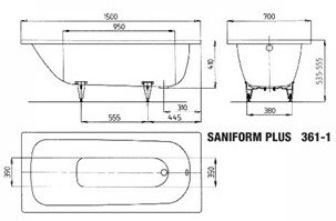 картинка Стальная ванна Kaldewei Saniform Plus 150x70 см от магазина Одежда+
