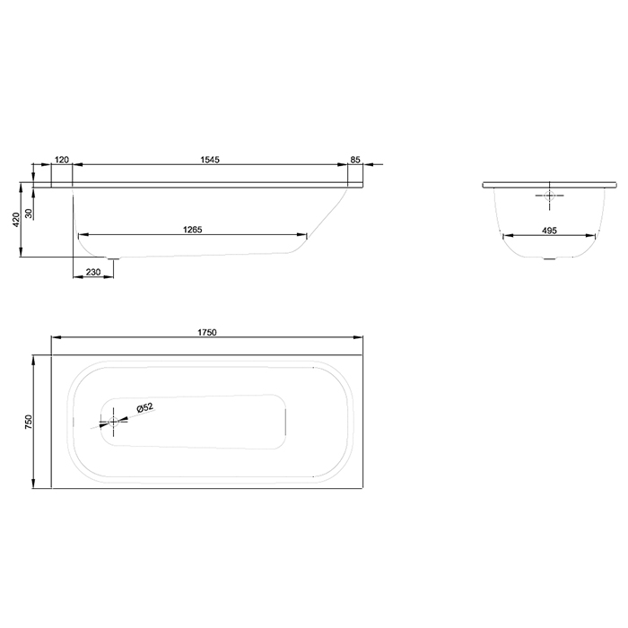 картинка Стальная ванна Bette Form 175x75см 2949-000 AD от магазина Одежда+