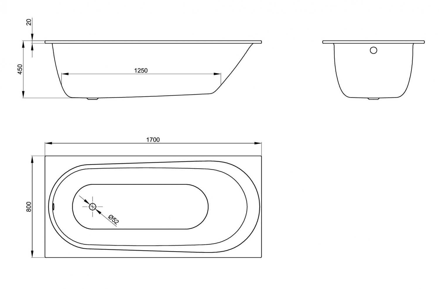 картинка Стальная ванна Bette Comodo 170x80 см, 1253-000AR от магазина Одежда+