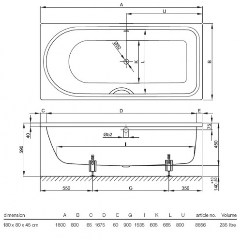 картинка Стальная ванна Bette Ocean 180х80 см, 8856-000 от магазина Одежда+