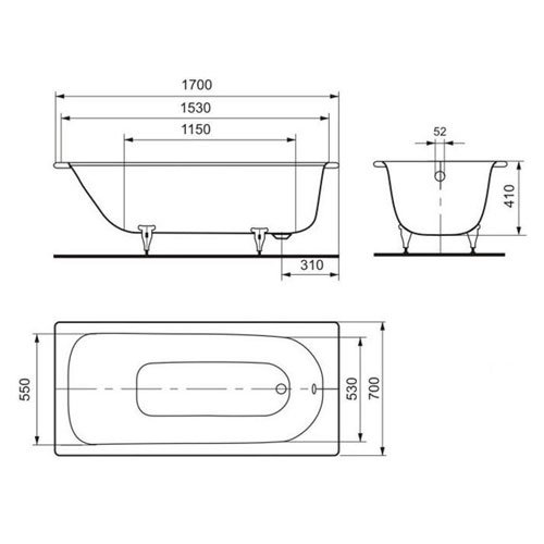 картинка Стальная ванна Kaldewei Eurowa 170x70 см от магазина Одежда+