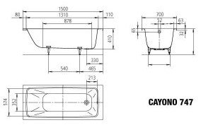 картинка Стальная ванна Kaldewei Cayono 150x70 см от магазина Одежда+