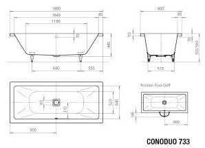 картинка Стальная ванна Kaldewei Conoduo 180x80 см от магазина Одежда+