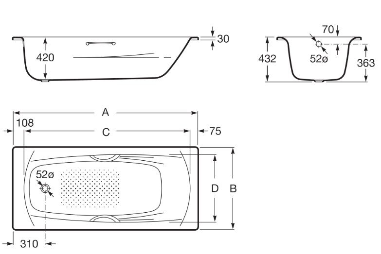 картинка Стальная ванна Roca Swing Plus 170x75 см, 236755000 от магазина Одежда+