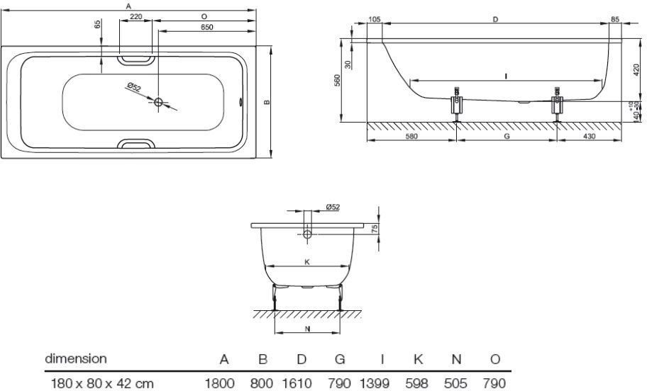 картинка Стальная ванна Bette Select 180x80 см, 3413-000 от магазина Одежда+