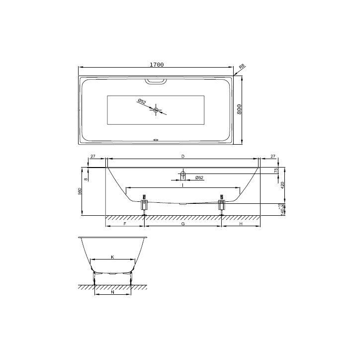 картинка Стальная ванна Bette Loft 170x80см 3171-000 PLUS от магазина Одежда+